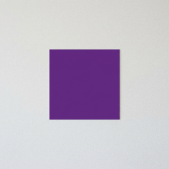 Solid purple square artwork on white wall